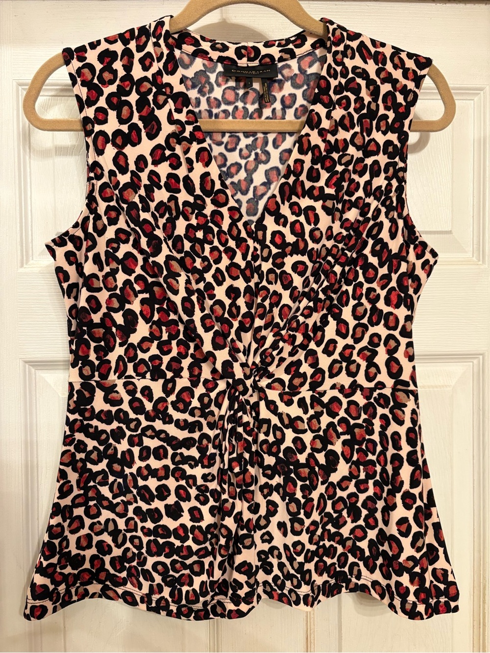 NWOT Donna Karan New York Leopard Print Twist Front Sleeveless Top Women’s Small